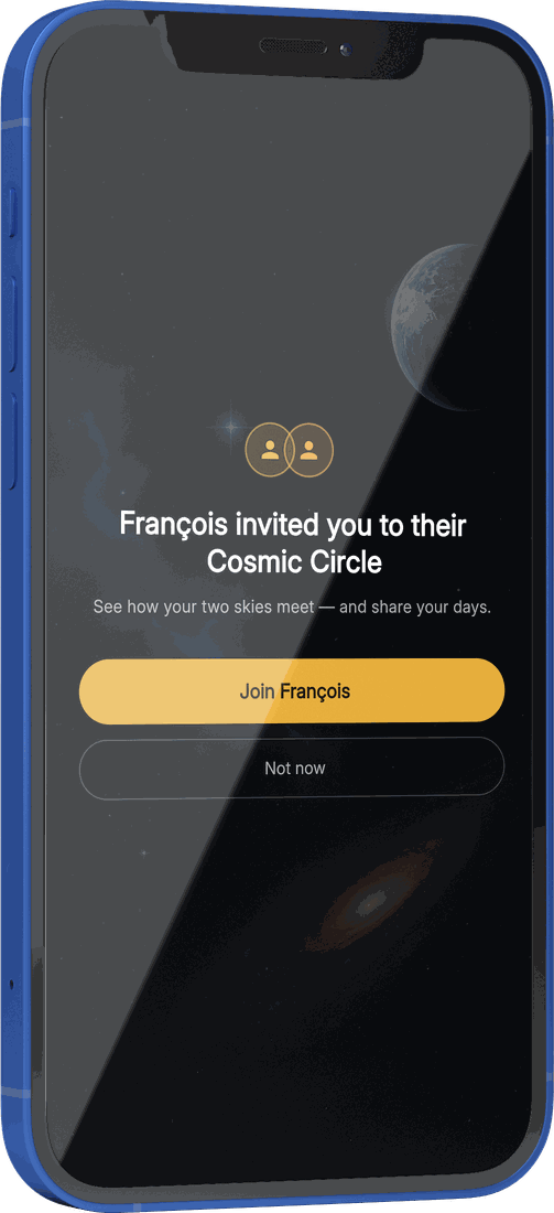 Il telefono dell'amica &mdash; un invito a entrare nel Cosmic Circle di quel membro, con Entra e Non ora.